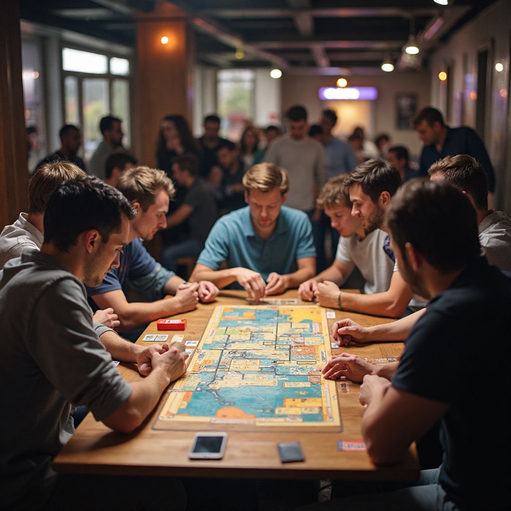 Tournament event with competitive players focused