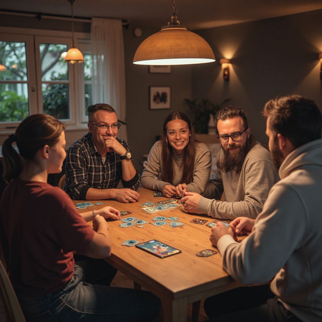 Diverse group playing board games